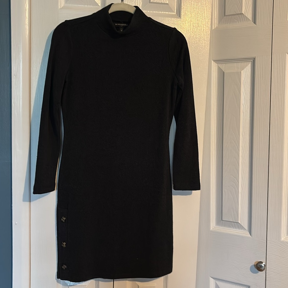 Banana Republic long sleeve mock neck sweater dress in black size XS petite NWOT - Picture 3 of 8